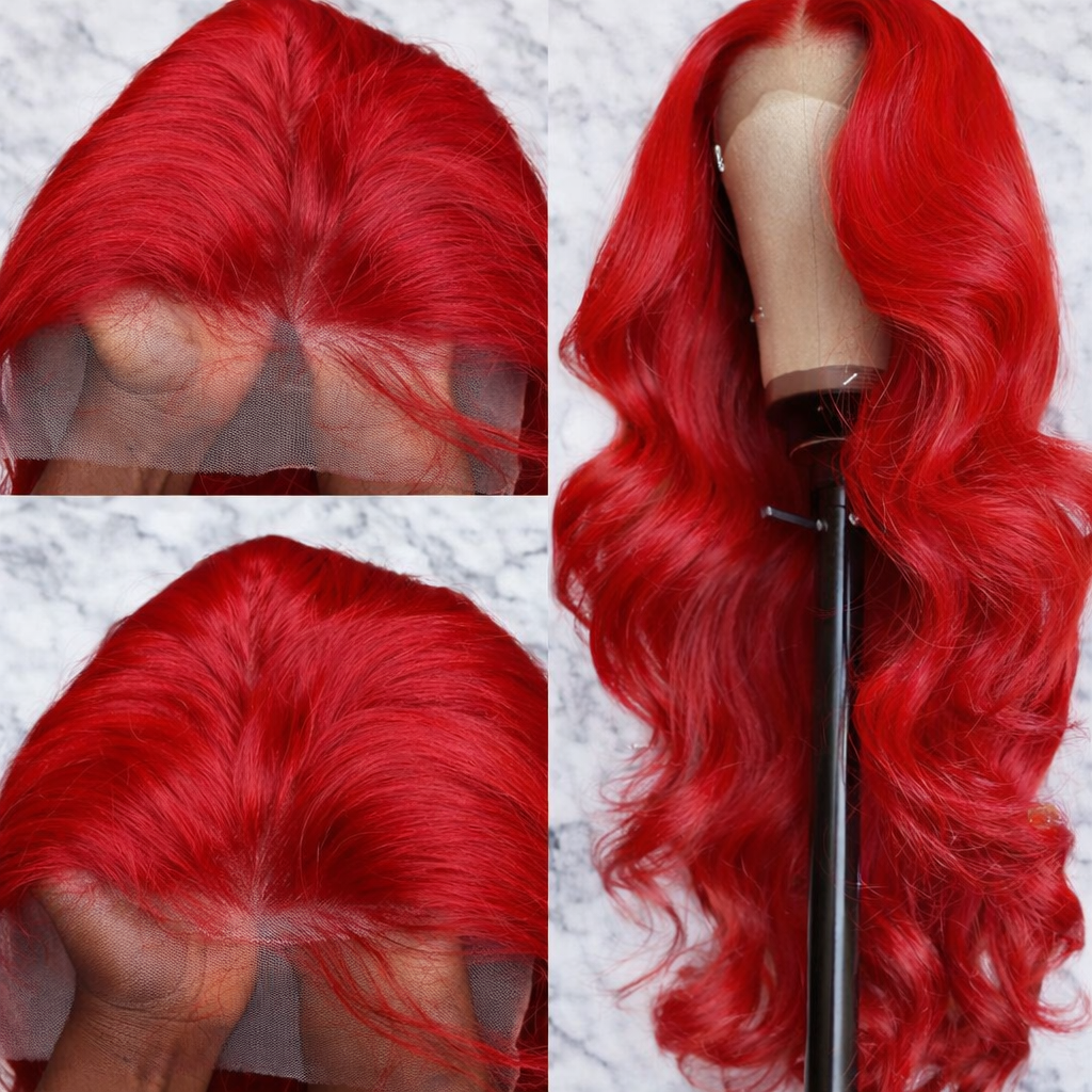 Red Body Wave Lace Front wig