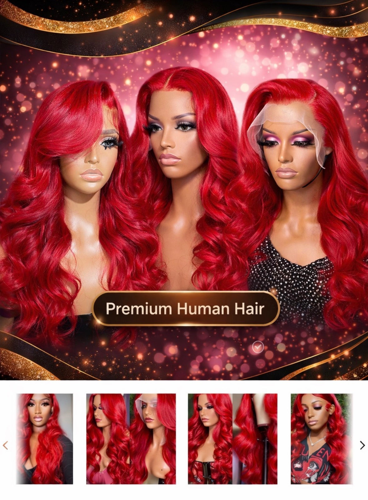 Red Body Wave Lace Front wig