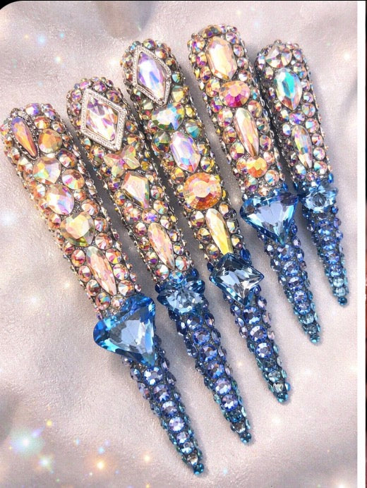 Hand Made Crystal Stiletto Nails